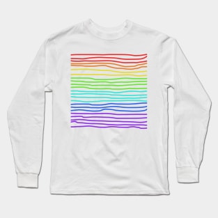 Rainbow Colors Hand Drawn Lines Long Sleeve T-Shirt